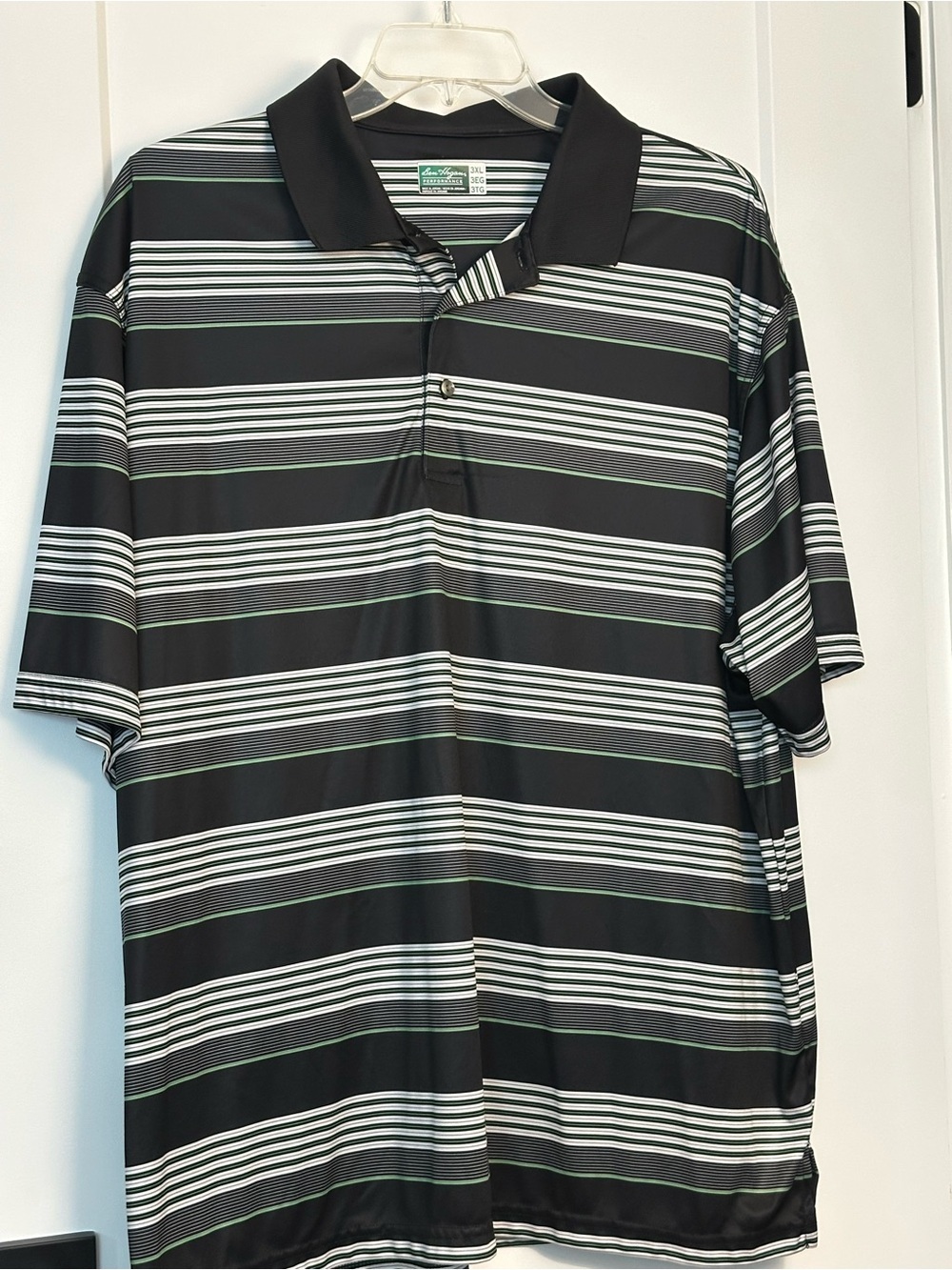 Hogan Black Polo with White and Green Stripes